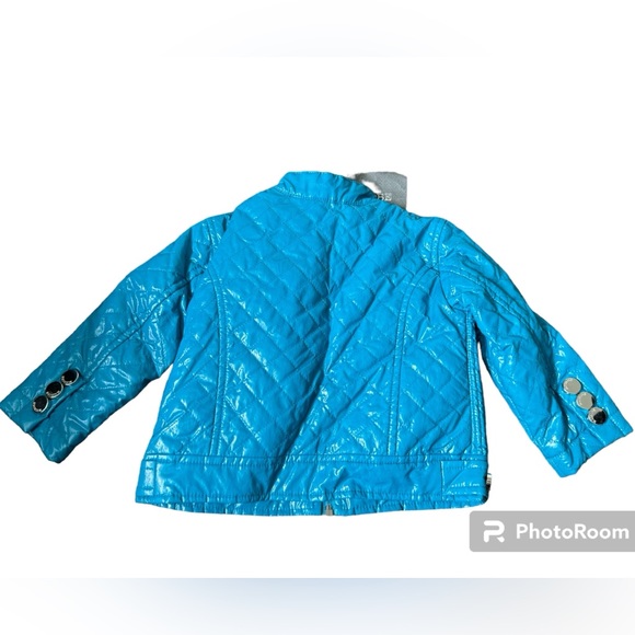 Microbe by Miss Grant***Patent Blue Biker Jacket***6 mo. $329 - Picture 3 of 3